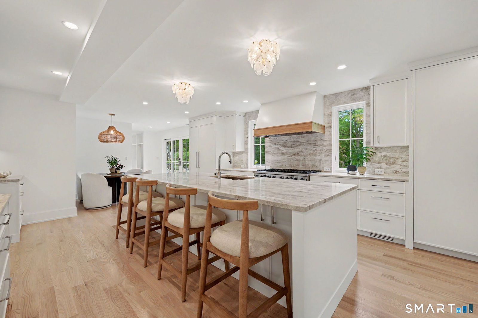 Bright custom kitchen and living space