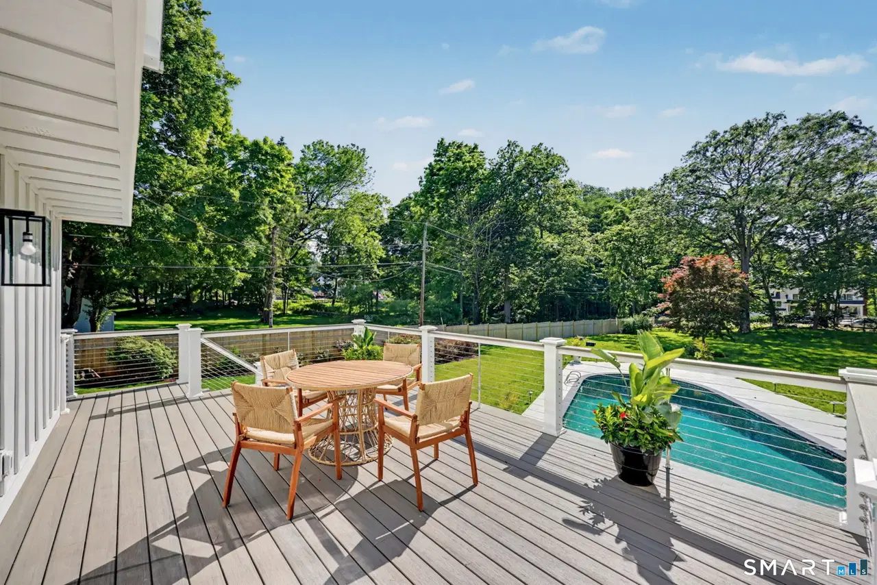 Elevated patio overlooking the pool